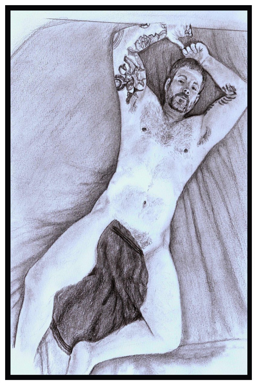 beard_a_bear birthday_suit gay gay_male hand_drawn handdrawn handdrawn_art male male_only naked naked_male nude nude_male pencil pencil_(artwork) pencil_sketch sketches_by_adab towel_boy towel_only