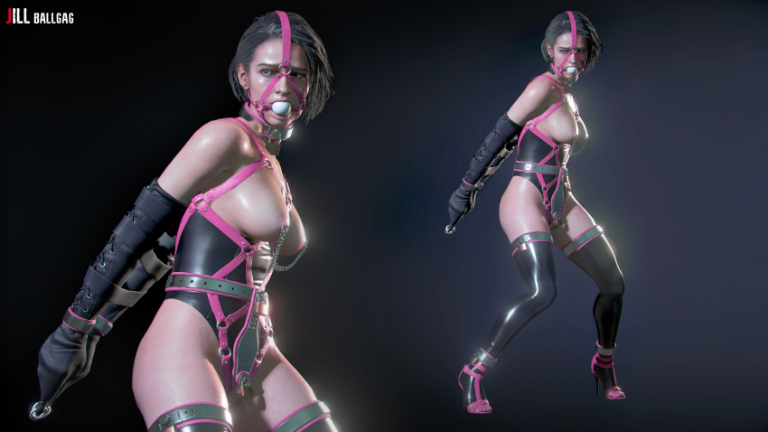 3d 3d_(artwork) ankle_cuffs armbinder arms_behind_back ball_gag bondage bondage_gear bondage_harness bondage_outfit bound bound_arms bound_wrists breasts capcom chains chastity chastity_belt chastity_device collar corset cuffs drslumpx female female_chastity female_only femsub gag harness harness_ball_gag harness_gag heels high_heels jill_valentine jill_valentine_(sasha_zotova) latex latex_corset latex_stockings latex_thighhighs leather leather_harness looking_back nipple_chain nipple_piercing nipples padlock padlocked_collar resident_evil resident_evil_3 resident_evil_3_remake solo solo_female stockings submissive_female thigh_cuffs thighhighs wrist_cuffs