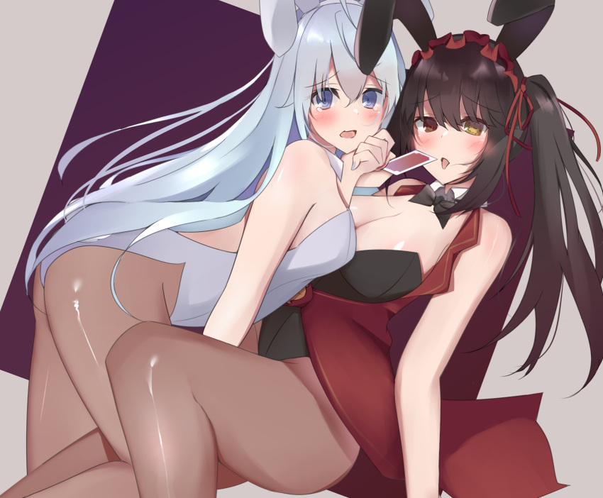 ass blush breasts date_a_live date_a_live:_date_a_bullet highres higoromo_hibiki leotard medium_breasts pantyhose playboy_bunny tokisaki_kurumi yuki_kuro