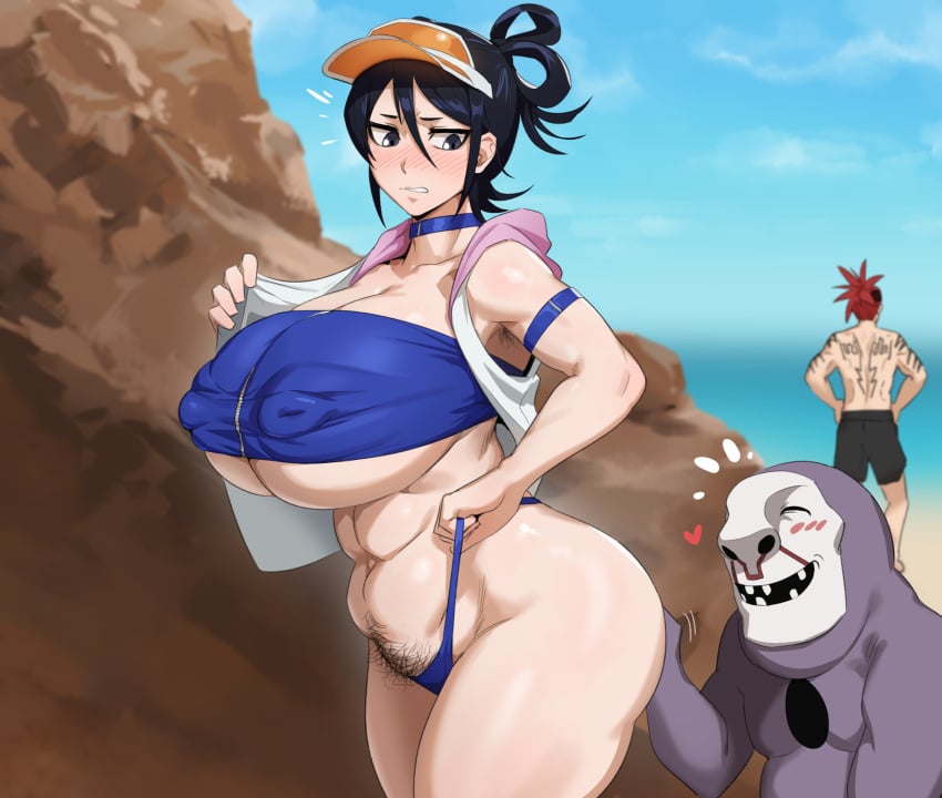 1girls 2022 2boys abarai_renji abs alternate_breast_size areolae armpit_hair ass_grab barely_contained beach black_eyes black_hair bleach blush breasts cheating cheating_wife cucked_by_monster cuckold dialogue embarrassed erect_nipples female female_armpit_hair hairy_armpits hips hollow_(species) huge_ass huge_breasts imminent_sex interspecies kuchiki_rukia kunaboto large_areolae long_hair massive_breasts monster muscular_female netorare nipples ntr outdoors pubic_hair pubic_hair_peek puffy_nipples renji_abarai shorter_male size_difference speech_bubble stealth_ass_grab swimsuit taller_female textless textless_version thick_thighs thighs tied_hair ugly_bastard venus_body visor visor_cap wide_hips