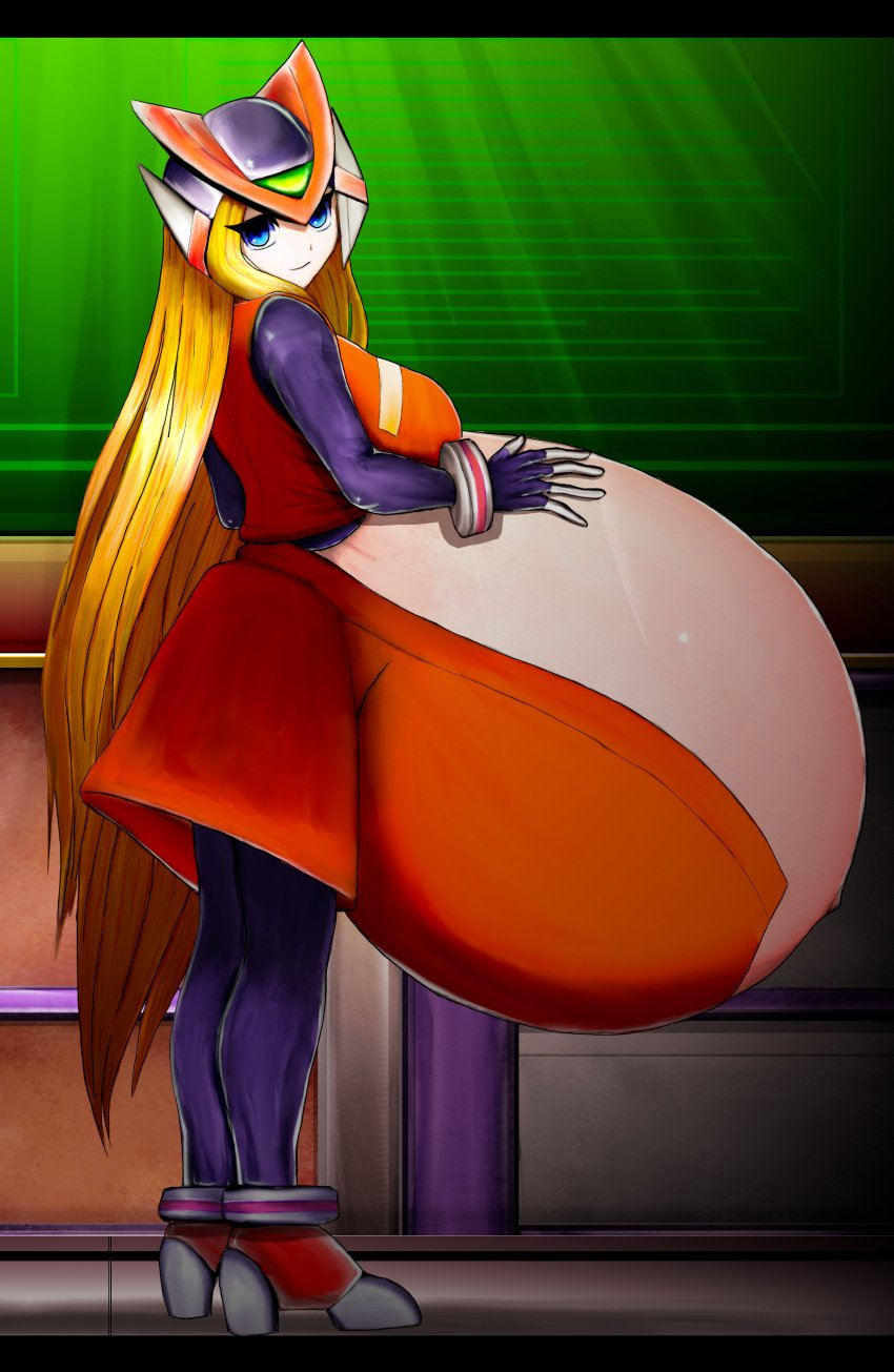 1girls artist_request bliss_zero hyper_pregnancy mega_man mega_man_zero pregnant rule_63 tagme zero_(mega_man)