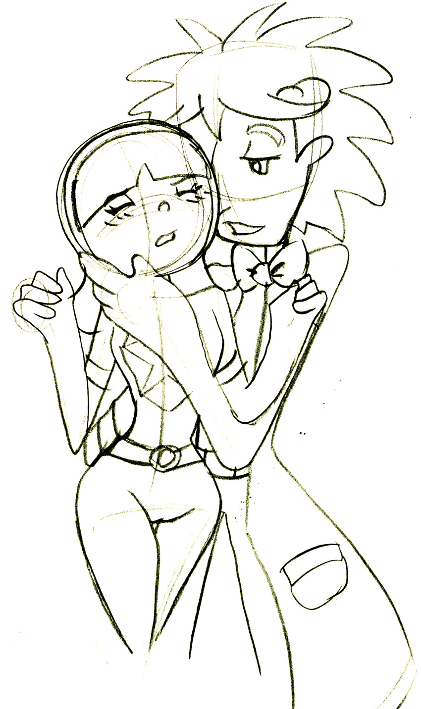 1boy 1girls age_difference becky_botsford bedroom_eyes blush clothing dr._two_brains embarrassed holding_face low_quality male pencil_(artwork) sketch tagme wordgirl