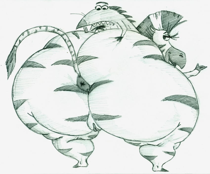 angry_beavers anthro ass ass_focus beaver censored daggett equine eyelashes female fritztcatking fur furry hooves looking_back monochrome mosaic_censoring nickelodeon open_mouth pencil_(artwork) sharp_teeth size_difference solo tail traditional_media_(artwork) zebra zelia_the_zebra