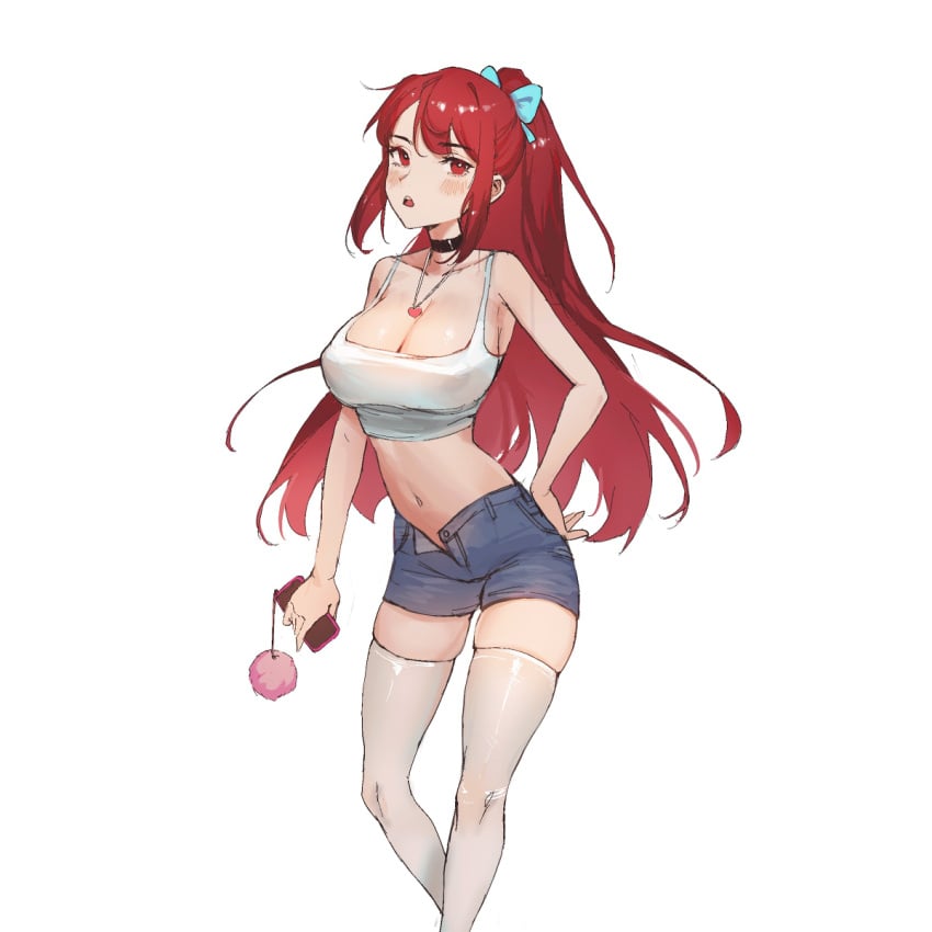 1girls big_breasts cakee choker female long_hair looking_at_viewer original original_character red_eyes red_hair