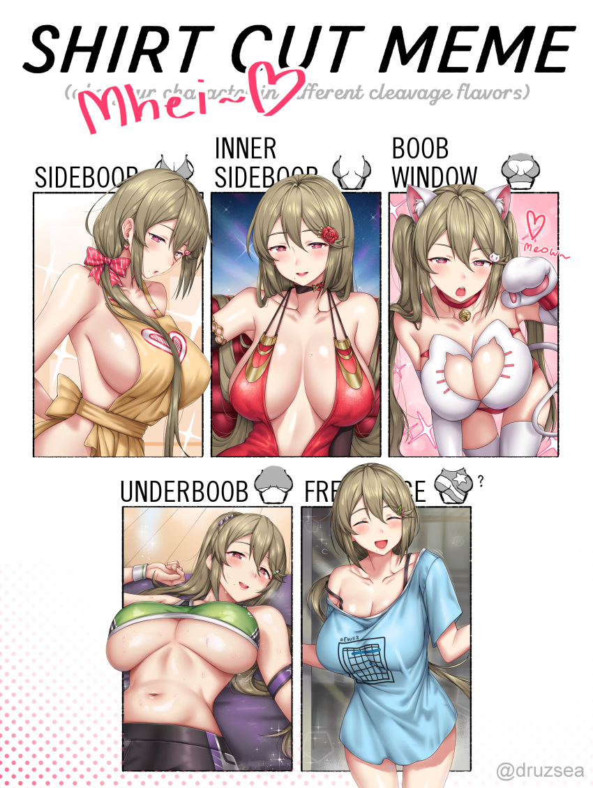 1girls big_breasts breasts cleavage cleavage_cutout female female_only hi_res high_resolution highres huge_breasts large_breasts large_filesize multiple_views oc original original_character shirt_cut_meme sideboob underboob yakimi_27