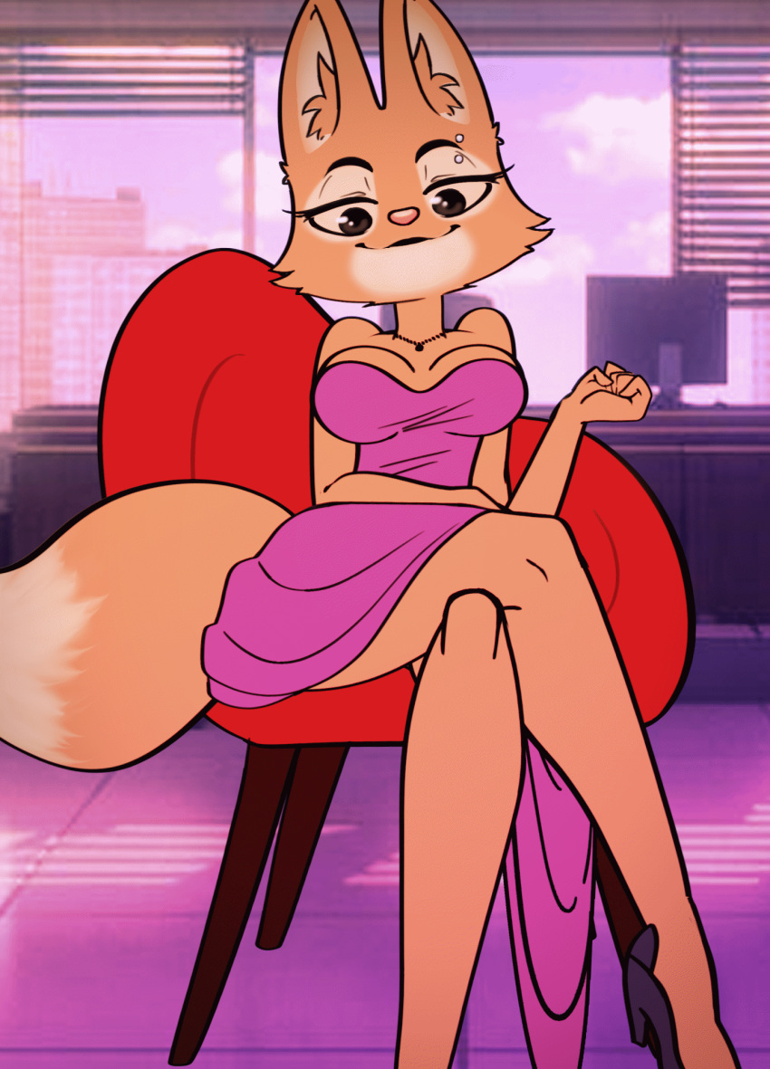 1girls animated anthro canid canine clothed clothing crossed_legs diane_foxington dreamworks female flashing fox hi_res high_heels leg_cross mammal panties panty_shot short_playtime solo sunnyhoneybone the_bad_guys underwear