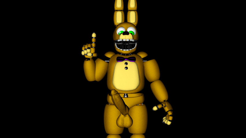 anthro balls big_eyes cinema4d five_nights_at_freddy's fnaf male male_only rabbit robot solo spring_bonnie spring_bonnie_(fnaf) what yellow_balls yellow_body yellow_penis