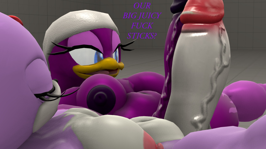 2futas big_breasts big_penis blaze_the_cat five_(artist) futanari oh_these?_(meme) sfm_default_map sonic_(series) source_filmmaker tagme thick_penis thick_thighs wave_the_swallow