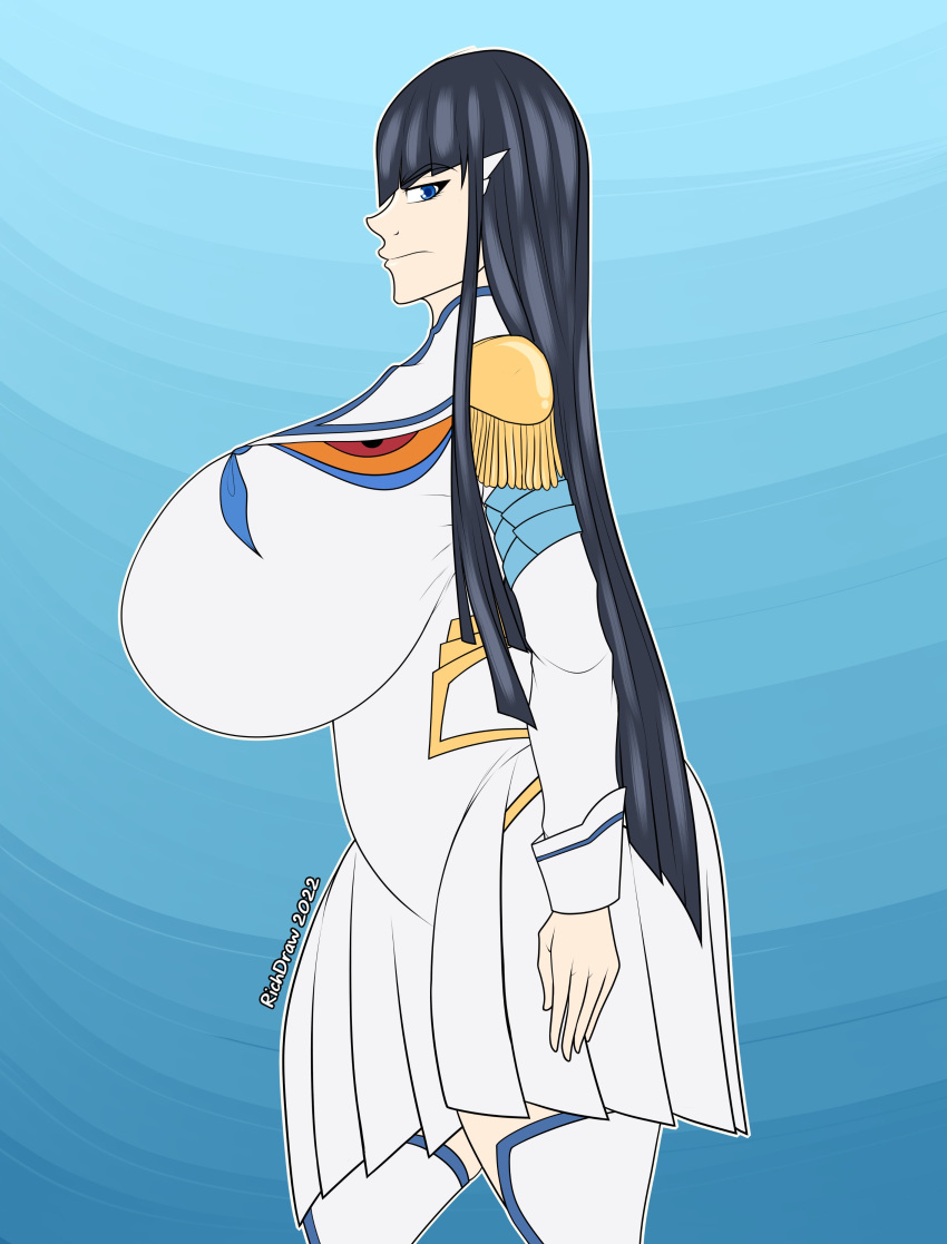 alternate_breast_size black_hair breasts_bigger_than_head female female_only gigantic_breasts junketsu kill_la_kill kiryuuin_satsuki long_hair richdraw solo solo_female tagme top_heavy