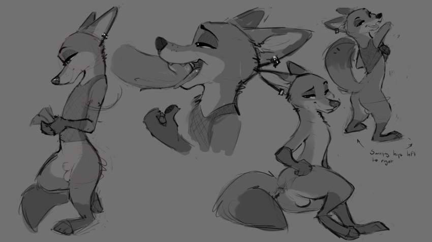 absurd_res anthro canid canine clothing disney english_text fellatio fox fur genitals half-closed_eyes hi_res male male/male male_only mammal narrowed_eyes nick_wilde oral penile penis sex simple_background sketch text trevart yaoi zootopia