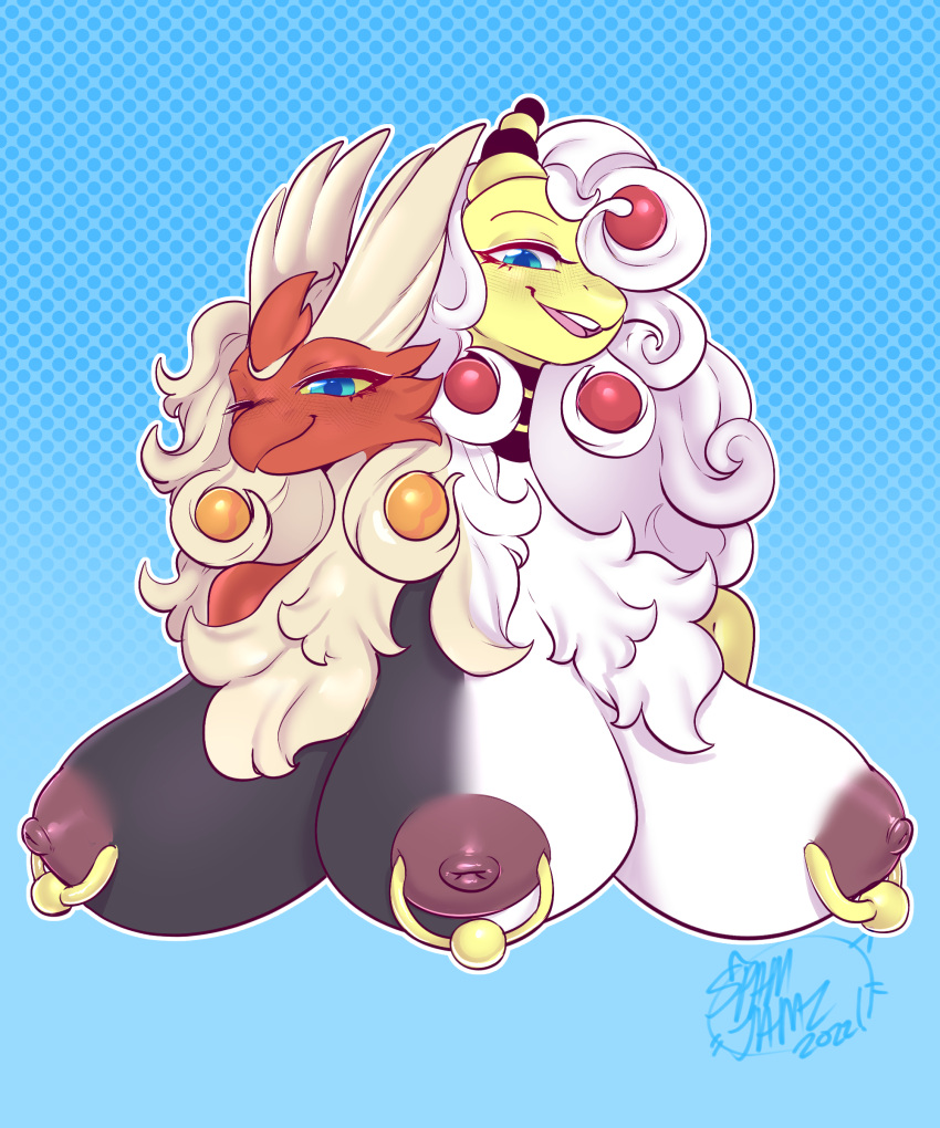 5:6 absurd_res anthro breasts comm fur heads hi_res invalid_tag nintendo pokémon_(species) pokemon video_games