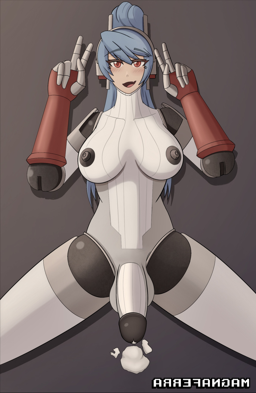 1futa ahe_gao areolae balls big_breasts big_penis breasts cum cum_on_body cum_on_face double_v erection futa_only futanari humanoid humanoid_penis labrys magna_ferra nipples penis persona persona_4 persona_4_arena self_upload solo spread_legs v