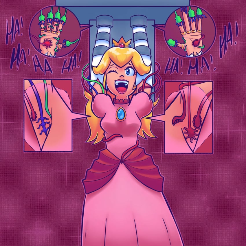 1girls armpit_tickling blonde_hair closed_eyes hand_fetish hand_focus hands laugh laughing mario_(series) nintendo one_eye_closed palms princess princess_peach ring rings solo solo_female solo_focus tickling torture