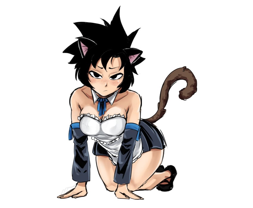 aka_nobodyy cat_ears color dragon_ball female maid_outfit original_character saiyan saiyan_tail zukki_(aka_nobodyy)