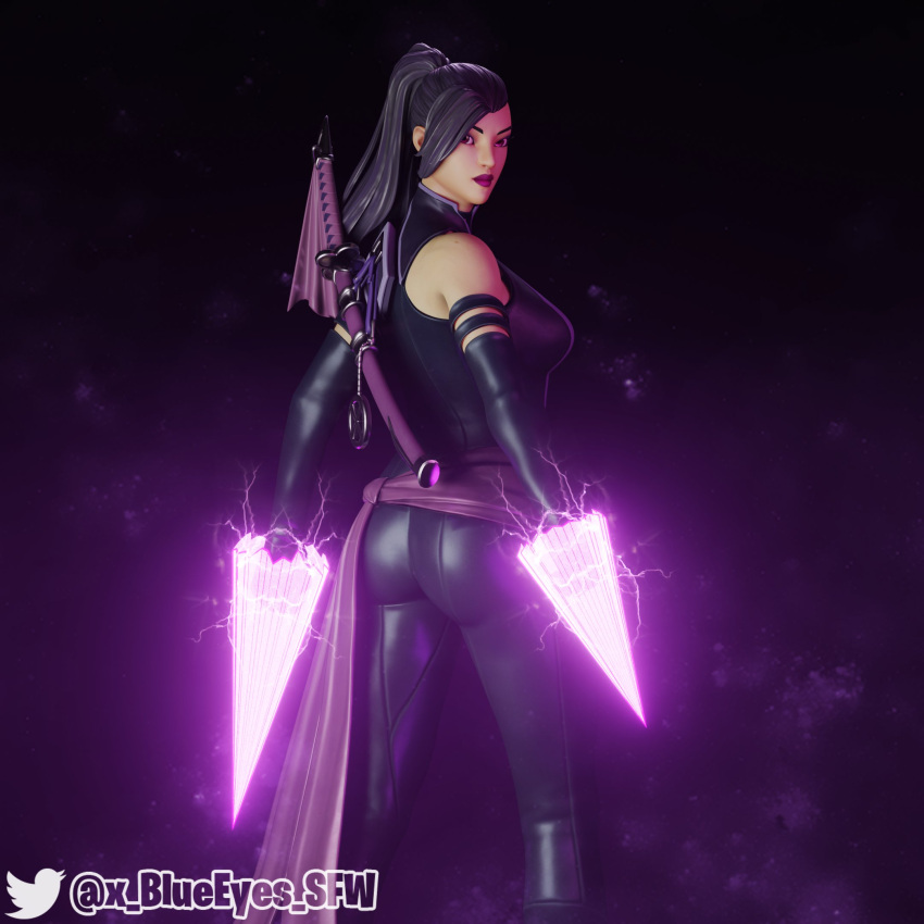 1girls 3d athletic betsy_braddock bodysuit elbow_gloves elizabeth_braddock female female_only fit fit_female fortnite fortnite:_battle_royale human leather marvel marvel_comics posing psylocke psylocke_(fortnite) solo straight_hair superheroine tight_clothing x-men x_blueeyes_sfw