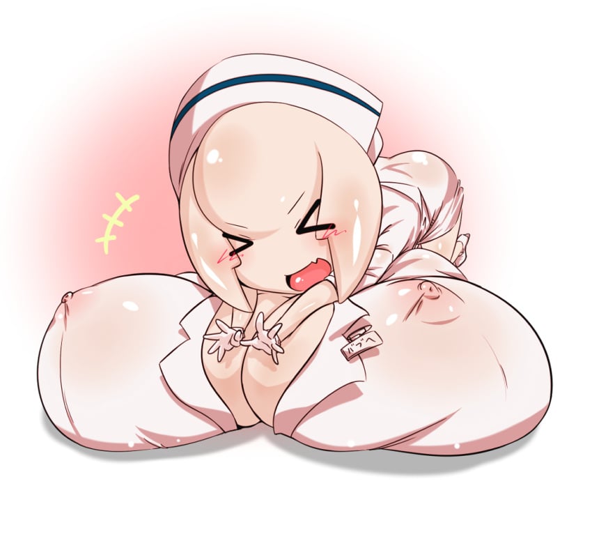 big_breasts blush bubble_head_nurse chibi cleavage cute_fang female female_only gigantic_breasts gloves himamushi_nyuudou huge_breasts hyper hyper_breasts monster_girl nipples_visible_through_clothing no_bra nurse nurse_(silent_hill) nurse_cap nurse_uniform open_mouth pale-skinned_female pale_skin see-through_clothing silent_hill silent_hill_2 solo