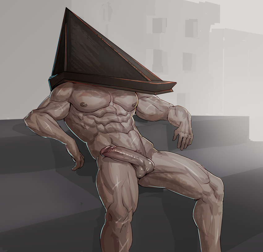 big_penis completely_nude half-erect helmet humanoid male male_only masked masked_male muscular muscular_male nude penis pyramid_head reclining relaxing sedo sedo_(usingincognito) silent_hill silent_hill_2 sitting solo uncensored usingincognito