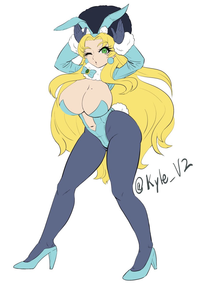 big_ass blonde_hair bunny_ears earrings hat high_heels huge_breasts kalinka_cossack kyle-v2 large_breasts long_hair mega_man mega_man(classic) mega_man_xover pantyhose russian_hat very_long_hair