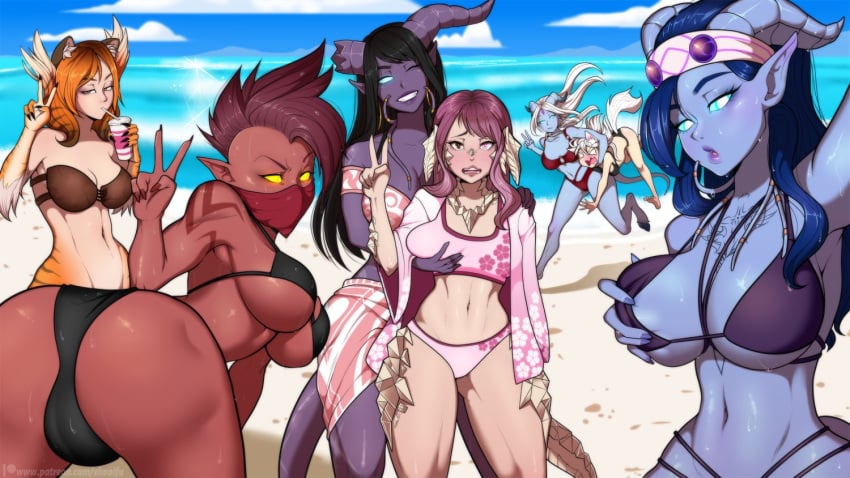 1futa ass au_ra beach blizzard_entertainment casual casual_nudity draenei draenei_female draenei_futa elf_waifu female female/female final_fantasy final_fantasy_xiv futa futa_on_female futanari groping gynomorph homosexual horde_futa intersex lesbian light-skinned_female light_skin mag'har_orc maghar miqo'te orc orc_(warcraft) orc_futanari presenting presenting_hindquarters voisin_puredawn warcraft world_of_warcraft yuri