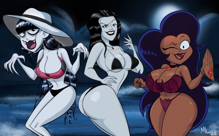 3girls 3milfs alternate_version_available ameizing_lewds artist_name ass big_breasts black_hair breasts cartoon_network countess_ruby crossover curvaceous curvy curvy_female dark-skinned_female dark_skin fangs female goth_milf hips huge_breasts large_breasts light-skinned_female light_skin long_hair mature mature_female milf milfs morticia_addams multiple_girls ok_k.o.!_let's_be_heroes pale-skinned_female pale_skin scary_godmother_(series) the_addams_family vampire very_long_hair voluptuous watermark wide_hips wilhamena