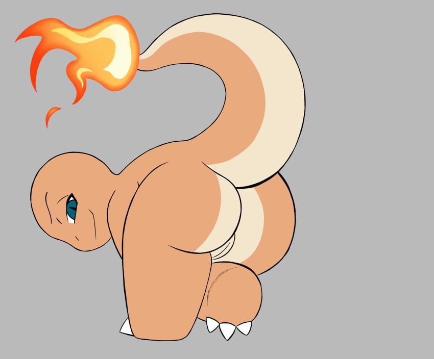 ass big_butt bright_(justwhite) butt_focus charmander female feral genitals half-closed_eyes hi_res justwhite looking_at_viewer narrowed_eyes nintendo pokémon_(species) pokemon pussy smile smirk solo thick_thighs video_games