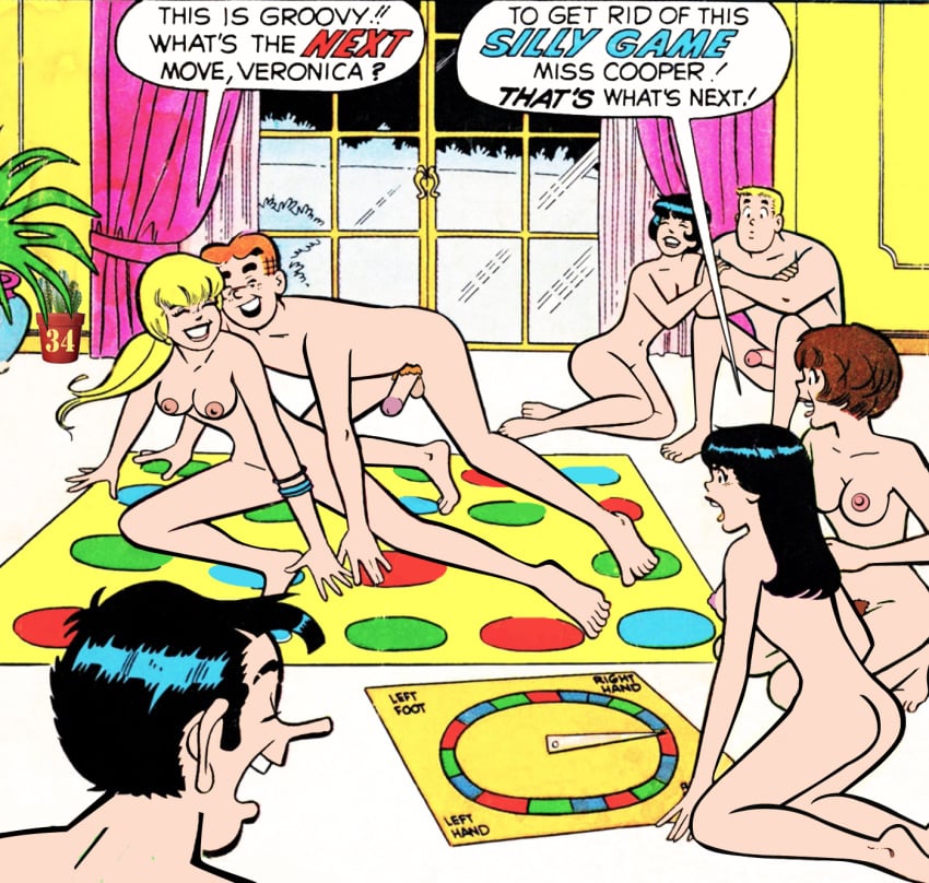 4girls angry archie_andrews archie_comics ass betty_and_veronica betty_cooper black_hair blonde_hair board_game bracelet breasts brown_hair cactus34 casual erect_penis female flat_colors game human indoors jealous jughead_jones laugh laughing long_nose male medium_breasts midge_klump moose_mason multiple_girls nude open_mouth orange_hair pale_skin penis playing pubic_hair pussy smile teen teenager twister veronica_lodge window