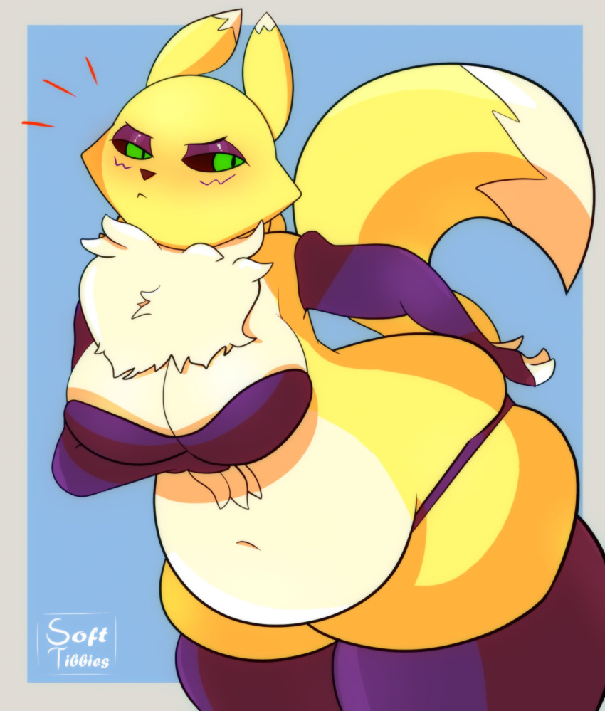 big_breasts digimon female furry renamon slightly_chubby softtibbies tagme