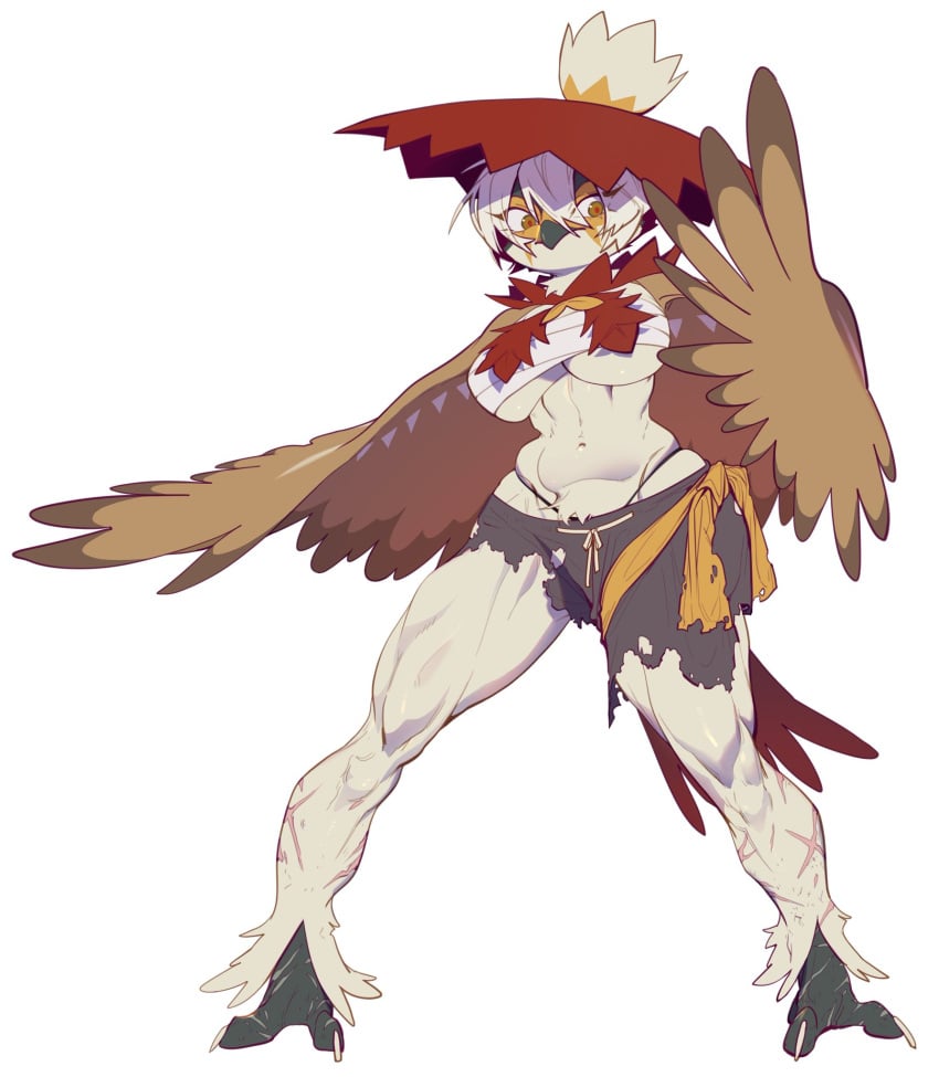 anthro big_breasts cleavage decidueye female_decidueye furry hisuian_decidueye pokémon_(species) pokemon wide_hips yuio