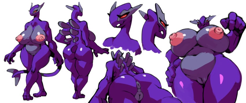 alternate_color anthro anthrofied areola ass avian big_breasts big_butt biped bittenhard breasts collage curvy_figure female front_view genitals hi_res legendary_pokémon navel nintendo nipples non-mammal_breasts nude pokémon_(species) pokémorph pokemon purple_body pussy rear_view shadow_lugia shadow_pokémon solo standing thick_thighs video_games voluptuous wide_hips