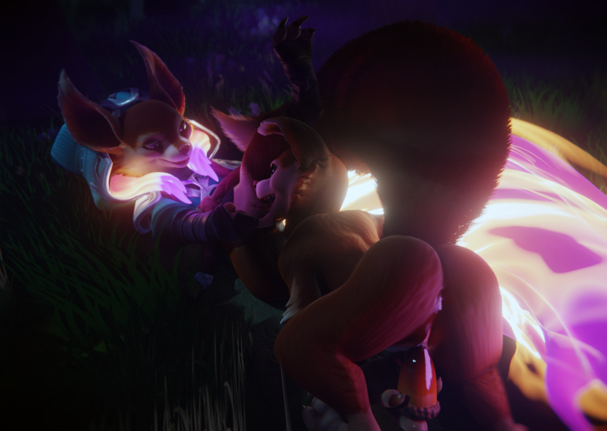 3d 3d_(artwork) 4_fingers ano_delta anthro ass bodily_fluids cape caress claws clothing corruption cum cum_in_pussy cum_inside cunnilingus digital_media_(artwork) dota dota_2 duo female female/female fingers fog food fruit fur genital_fluids genitals glowing glowing_eyes glowing_tail grass hi_res hood hoodwink_(dota) lying mammal mask masturbation night nut_(fruit) on_back oral outside petting plant pussy red_body red_fur rodent sciurid sex substance_intoxication tail_tuft tree tree_squirrel tuft vaginal_penetration video_games white_body wood