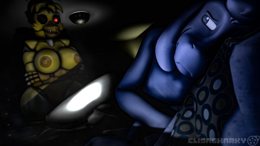 3d_(artwork) animatronic anthro asriel_dreemurr bovid breasts caprine digital_media_(artwork) elisasharky_(artist) female five_nights_at_freddy's five_nights_at_freddy's_4 flashlight goat hi_res imminent_rape machine male male/female mammal night nightbotgrey nightmare_chica_(fnaf) nightmare_fuel robot scared scottgames source_filmmaker undertale undertale_(series) video_games