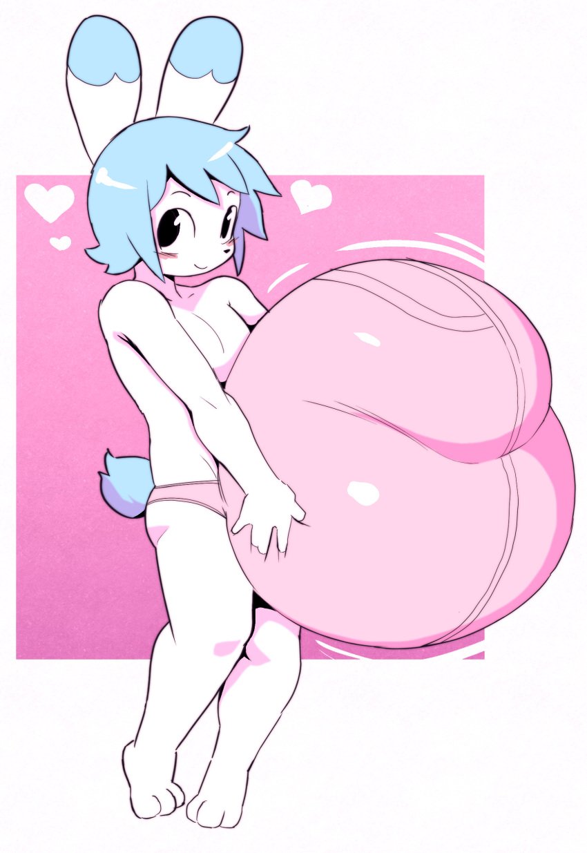 absurd_res angstrom anthro balls balls_outline big_balls big_bulge big_penis black_eyes blue_hair blush bulge clothing cub dipstick_ears flaccid genital_outline genitals hair hand_on_bulge heart hi_res holding_bulge huge_balls huge_bulge huge_cock hyper hyper_balls hyper_bulge hyper_genitalia hyper_penis lagomorph leporid looking_at_viewer male male_only mammal marco_(angstrom) multicolored_ears penis penis_outline rabbit small_but_hung smile solo underwear white_body young