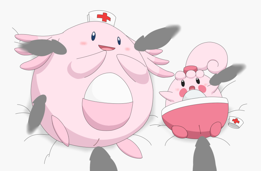 bed chansey clothing disembodied_penis egg female feral furniture genitals group happiny hat headgear headwear hi_res humanoid_genitalia humanoid_penis imminent_sex lying male male/female minami_(artist) nintendo nurse_clothing nurse_hat nurse_headwear on_back on_bed penis pink_body pokémon_(species) pokemon pussy red_cheeks video_games young