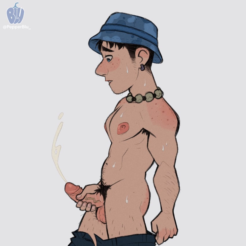 1boy armpit_hair blue_eyes dark_hair devon_(turning_red) disney freckled_man freckles gay male male_nipples male_only necklace pecs pepperblu pixar pubic_hair solo solo_male teen teen_boy turning_red