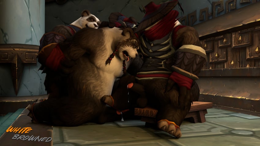 3d_(artwork) blizzard_entertainment digital_media_(artwork) giant_panda hi_res lingchiyun_(artist) male male/male mammal pandaren paws sex taran taran_zhu ursid video_games warcraft whitebrowned_(artist) world_of_warcraft