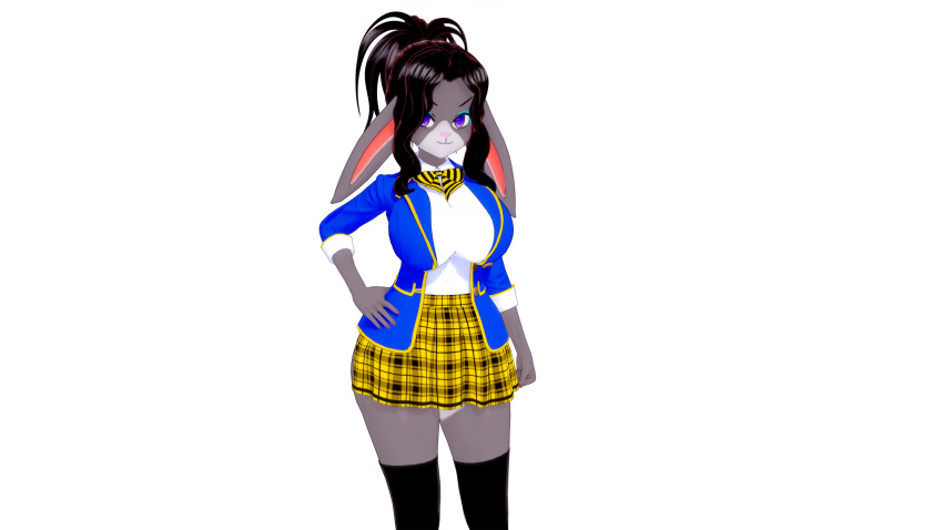 3d anthro beehive_hairdo bunny_girl lana_lagomorph misunderstoodsecrets school_uniform