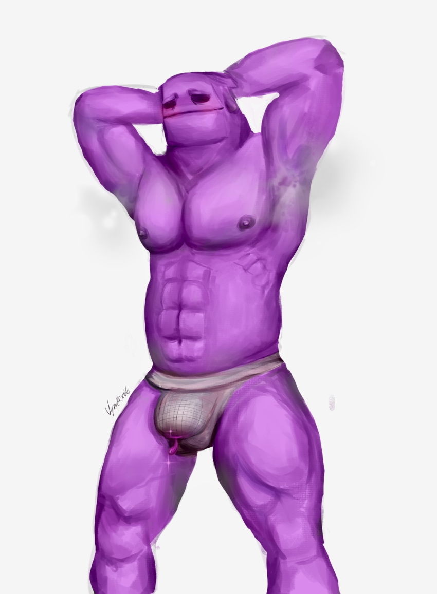 armpits big_legs brief bulge clash_(series) clash_royale cum_through_underwear elixir_golem gay hands_behind_head hunk jockstrap male male_only muscles musk musky_armpit pecs pectorals smelly_armpits solo solo_male sperm supercell