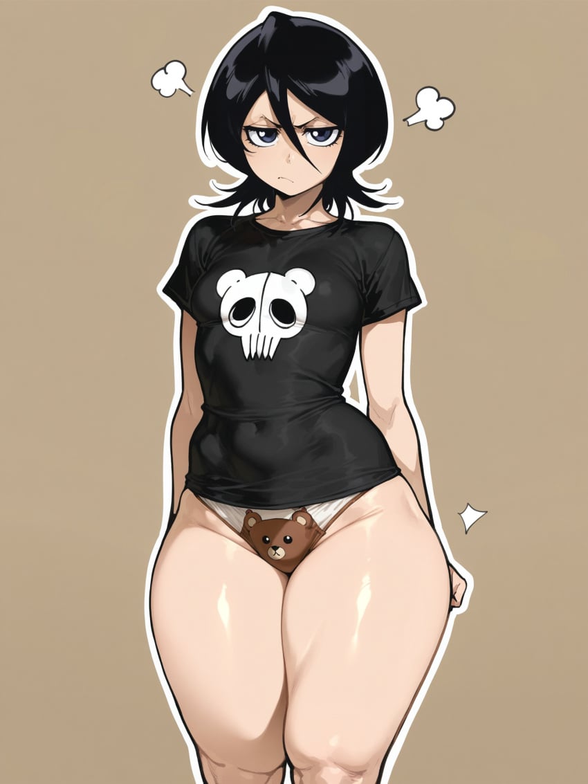 1girls ai_generated bleach clothed clothing flat_chest kuchiki_rukia panties sfw small_breasts solo solo_female solo_focus thick_thighs wide_hips