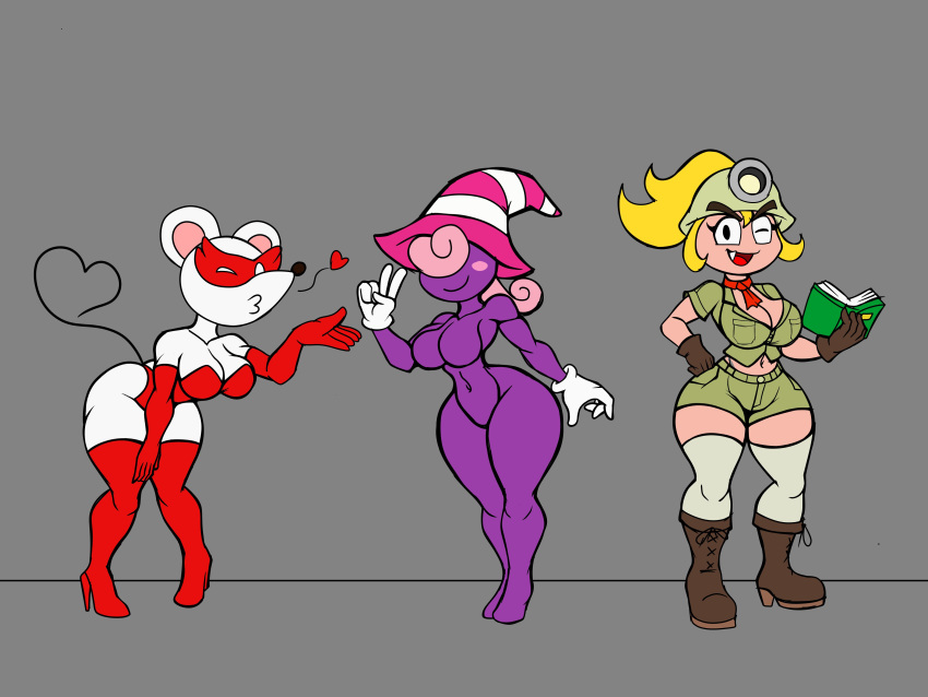 3girls anthro big_ass big_breasts boob_window casual casual_nudity clothed female female_only furry goombella humanoid mario_(series) mrdrezq ms._mowz nintendo nippleless no_bra no_underwear nude paper_mario paper_mario:_the_thousand-year_door shadow_siren sideass sideboob teasing vivian_(paper_mario)