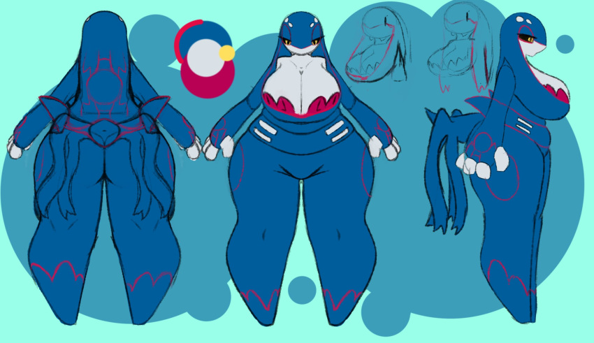 anthro artesjsc big_ass big_breasts breasts bubble_butt female huge_ass kyogre pokemon thick_thighs wide_hips