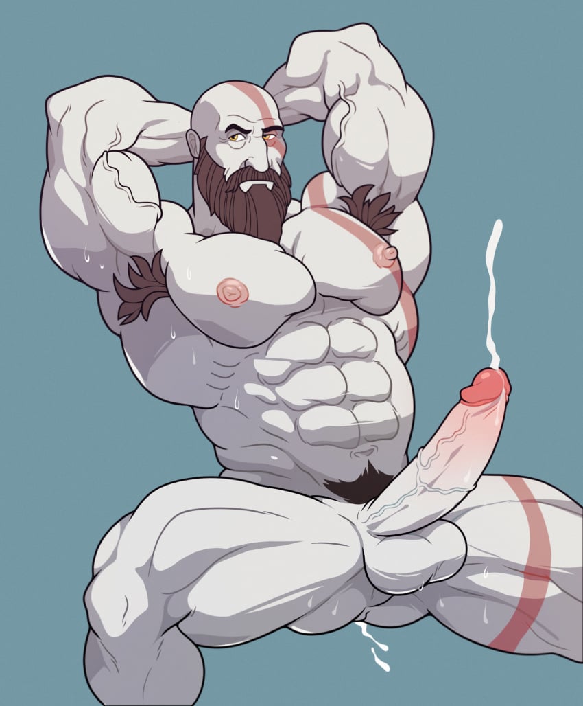 balls bara big_balls big_penis boner erection gay god_of_war kratos male male_only muscles muscular nude penis solo solo_male spread_legs vinceart2