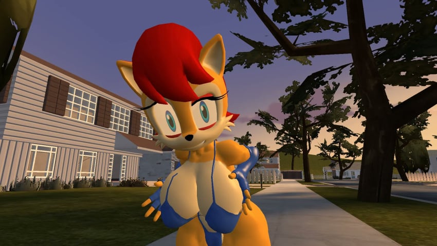 1girls 3d 3d_(artwork) alternate_version_available anthro big_breasts breasts clothed clothed_female female female_only furry looking_at_viewer mypenis outside prostitute prostitution sally_acorn solo solo_female sonic_the_hedgehog street tagme