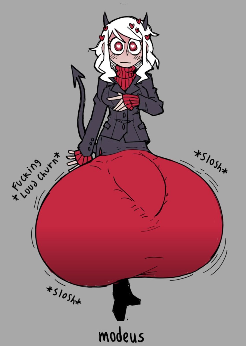 1futa balls balls_bigger_than_penis big_balls big_penis bulge clothed clothing flaccid fully_clothed futa_only futanari heart-shaped_pupils helltaker huge_balls huge_cock humanoid hyper hyper_balls light-skinned_futanari light_skin looking_at_viewer modeus_(helltaker) oversized_balls penis sloshing_balls solo solo_futa source_request testicle_sound_effects text waluigitime16