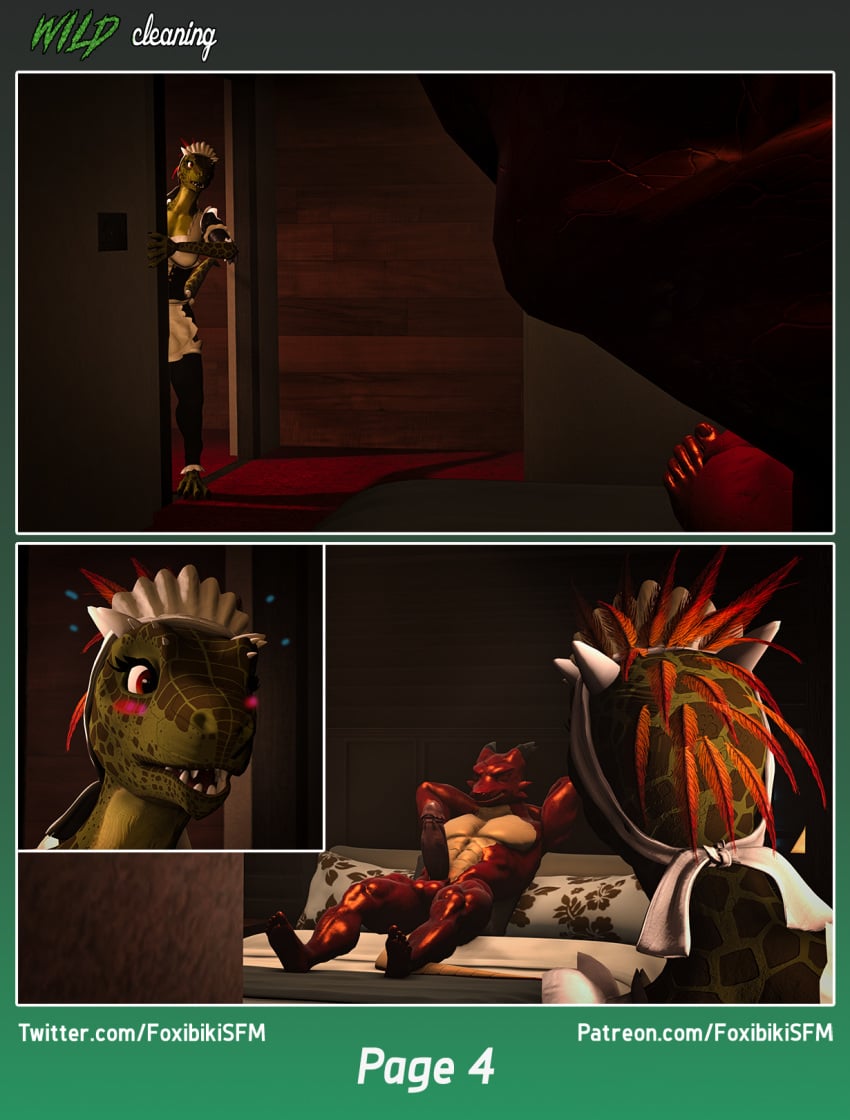 16:9 2024 3d_(artwork) anthro argonian balls bed bethesda_softworks blush clothing comic digital_media_(artwork) dragon dragon_(petruz) duo erection female foxibiki furniture genitals hi_res maid_uniform male male/female mammal page_4 page_number patreon_username penis petruz_(copyright) red_body sah-ra_(furromantic) scalie shy source_filmmaker the_elder_scrolls twitter_username uniform widescreen wild_cleaning