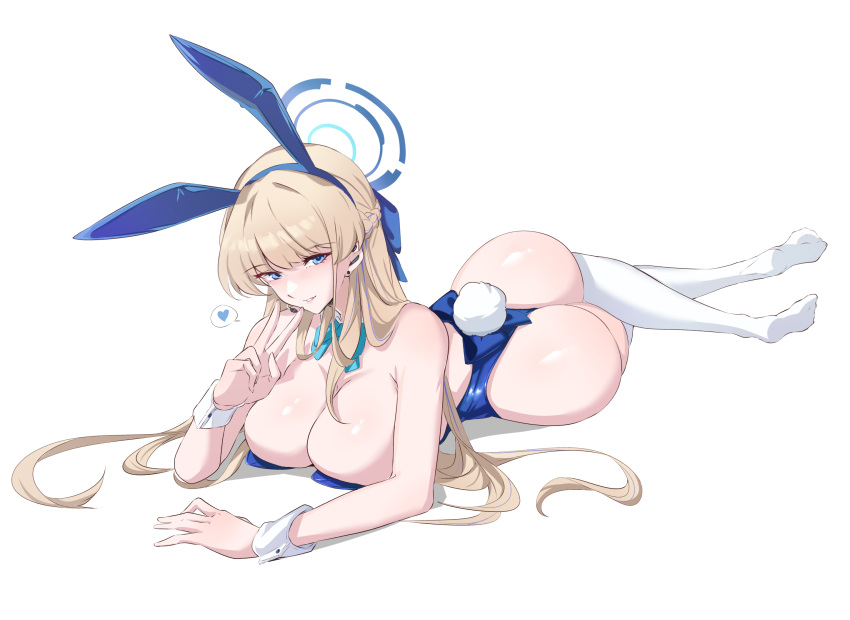 1girls ass blonde_hair blue_archive blue_eyes breasts bubble_butt bunny_ears bunny_girl bunnysuit female large_ass large_breasts light-skinned_female light_skin long_hair millennium_science_school_student toki_(blue_archive) toki_(bunny)_(blue_archive) vank0art