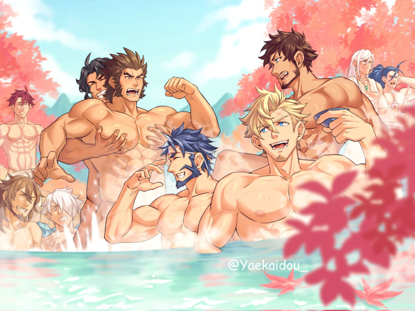 bara biceps blonde_hair blonde_male blue_hair brown_hair curran_(dragalia_lost) dragalia_lost facial_hair gay joe_(dragalia_lost) leif_(dragalia_lost) male_only mikoto_(dragalia_lost) musashi_(dragalia_lost) naveed ranzai_(dragalia_lost) valyx_(dragalia_lost) yaekaidou yaten zhu_bajie