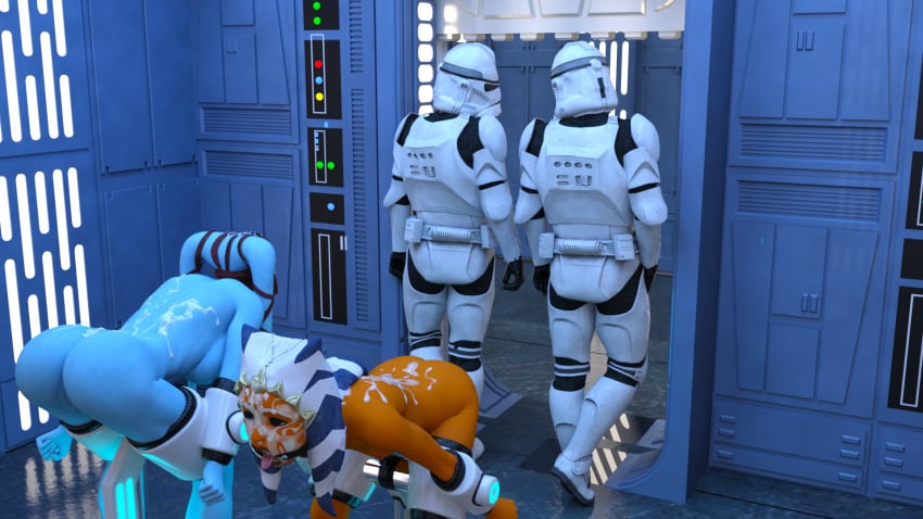 2boys 2girls 3d aayla_secura ahsoka_tano bent_over blue_skin bondage clone_trooper cum cum_on_body cum_on_face defaultusername device_bondage female free_use gagged jedi jedi_padawan male multiple_boys multiple_girls naked naked_female nude nude_female orange_skin public_nudity public_use ring_gag star_wars stocks submission tagme togruta twi'lek worn_out