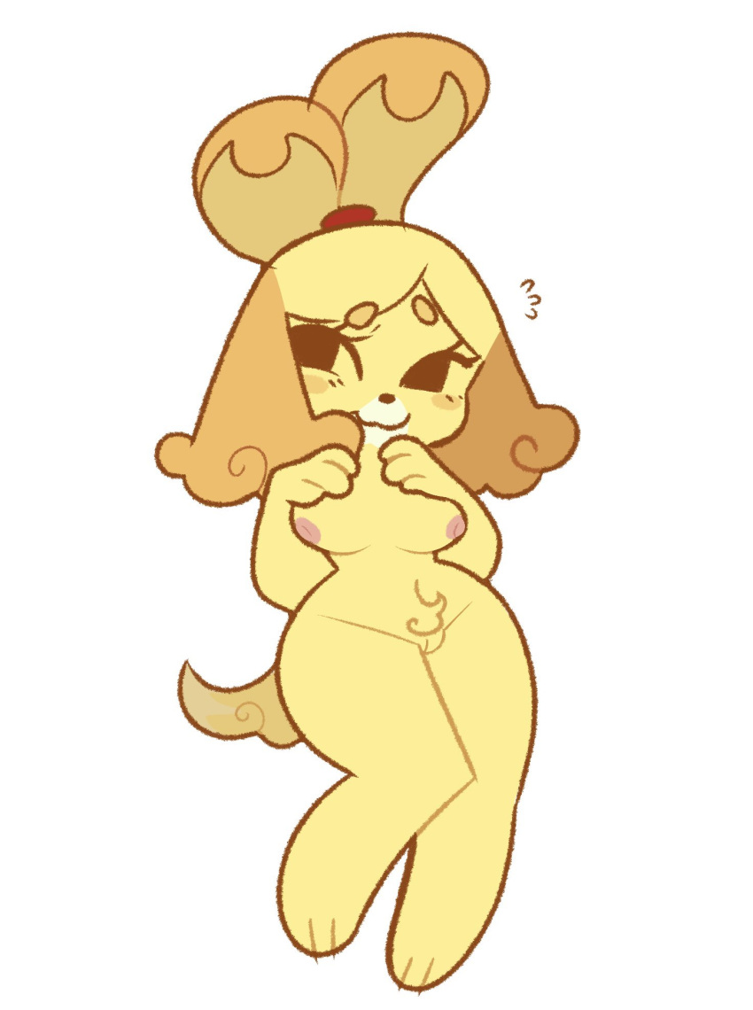 1girls 2024 adorable animal_crossing anthro blonde_hair blush breasts canine completely_nude completely_nude_female cute dog_ears dog_girl dog_tail female female_only isabelle_(animal_crossing) naked naked_female nintendo nipples nude nude_female orange_fur pink_nipples ponytail pubic_tuft pussy shizuearts solo solo_female tail white_background yellow_fur