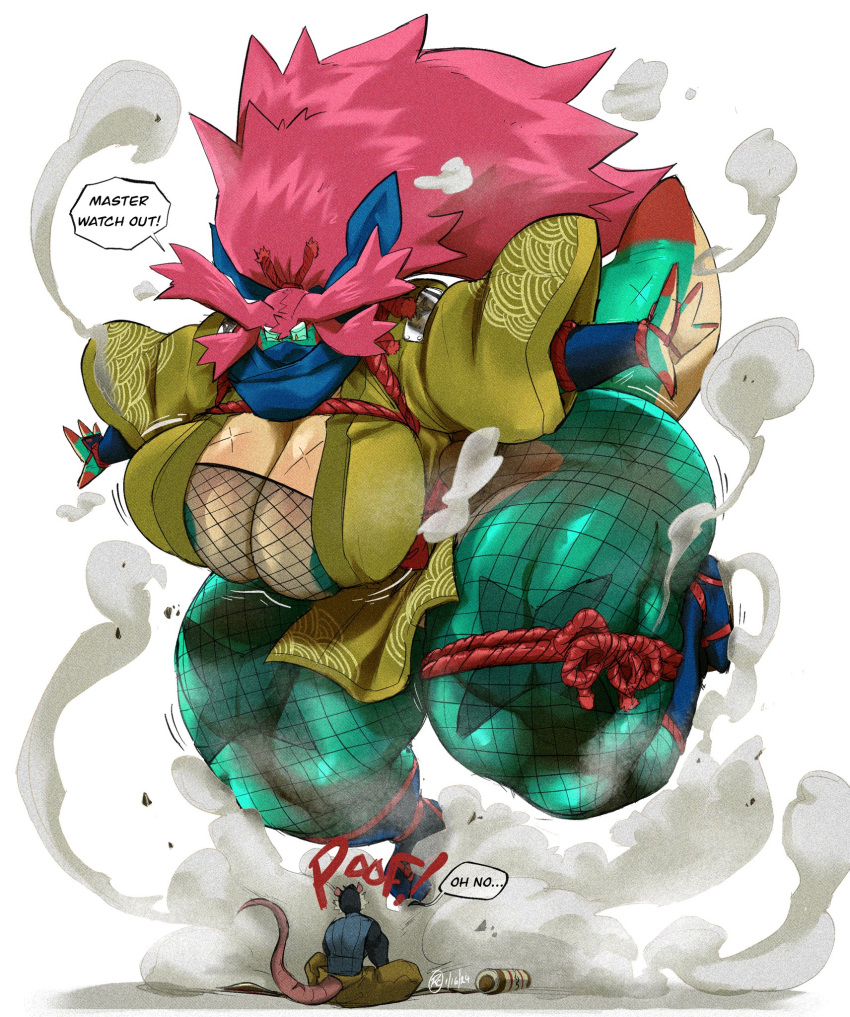 1boy 1girls big_breasts bigger_female breasts dragon female giantess glasses green_body male mika_(rchammer) rat rchammer red_hair smaller_male tagme tail text text_bubble thick_thighs watermark wide_hips