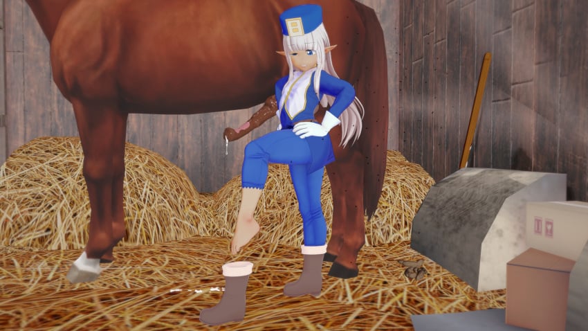 female foot_fetish healer horse horsecock kono_healer_mendokusai shoes shoes_removed zoophilia